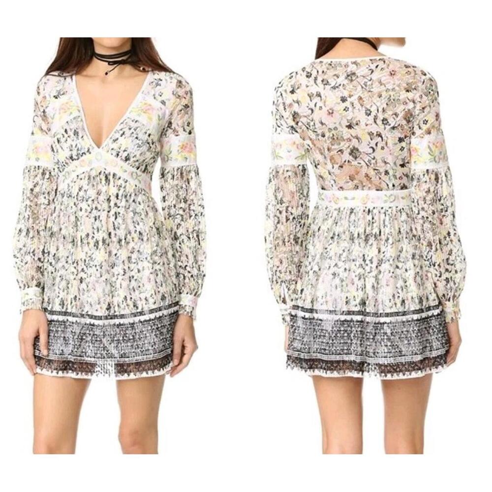 Free People Cherry Blossom Embroidered Dress Small Lace Whimsygoth Y2K